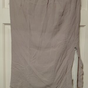 Elegant Two-Tone LAYERED Cream/Taupe Women's Midi Viscose Skirt SZ M/L